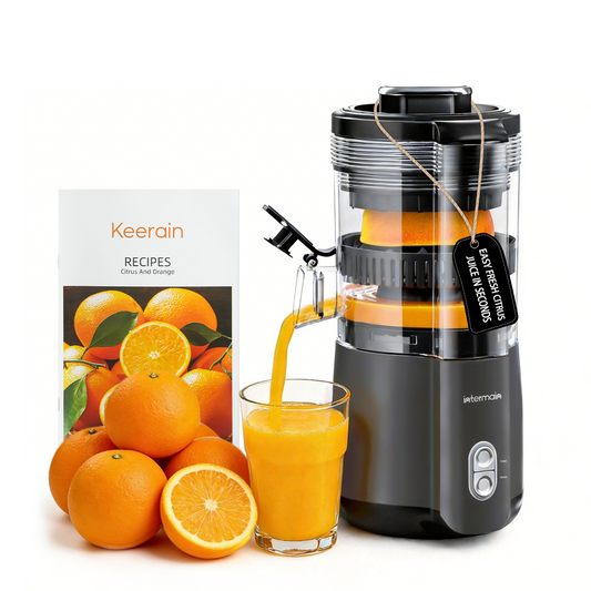 Keerain Electric Citrus Juicer with Dual Cones — One-Touch, Easy Clean