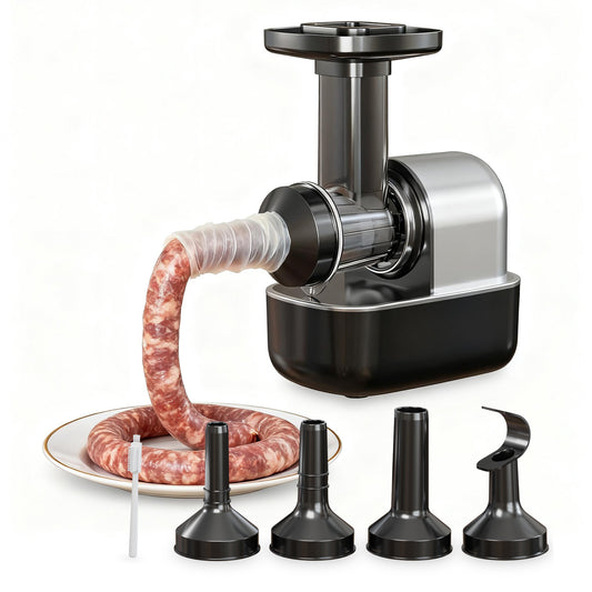 Electric Sausage Stuffer Machine, Automatic Meat Stuffer with 3 Stuffing Tubes and 1 Meatball Tube, Homemade Sausage Meat Processor Gun for Hot Dog Beef Chicken Embutidora de Chorizos